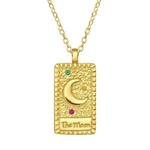 24k Gold Vermeil and Gemstone Moon and Stars Medallion Necklace